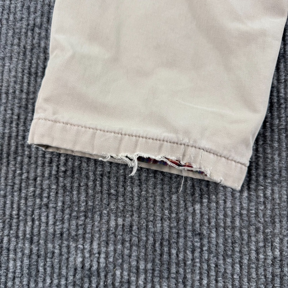 LL Bean Pants Men 30x32 Beige Fleece Lined Khaki Distressed Workwear Nat - Picture 2 of 14